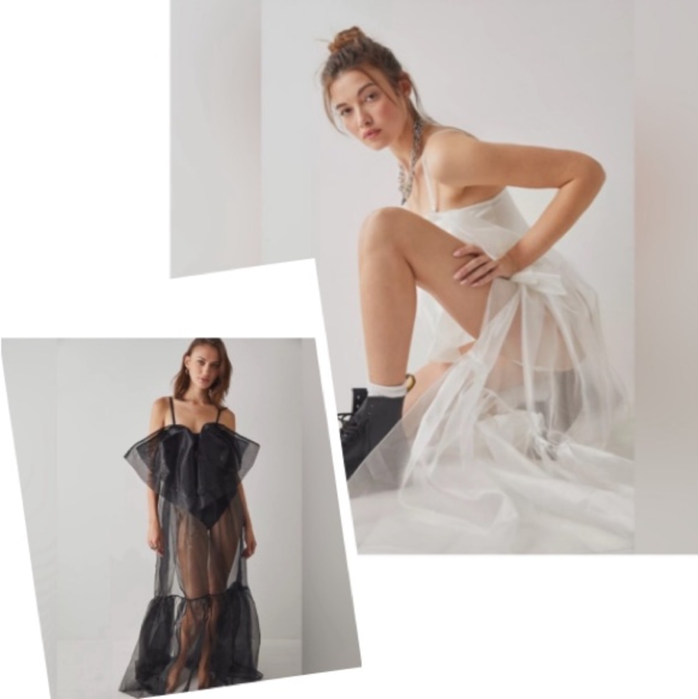 2️⃣!!! Free People Someone Says Bows Maxi Bodysuit Sheer Statement Dresses